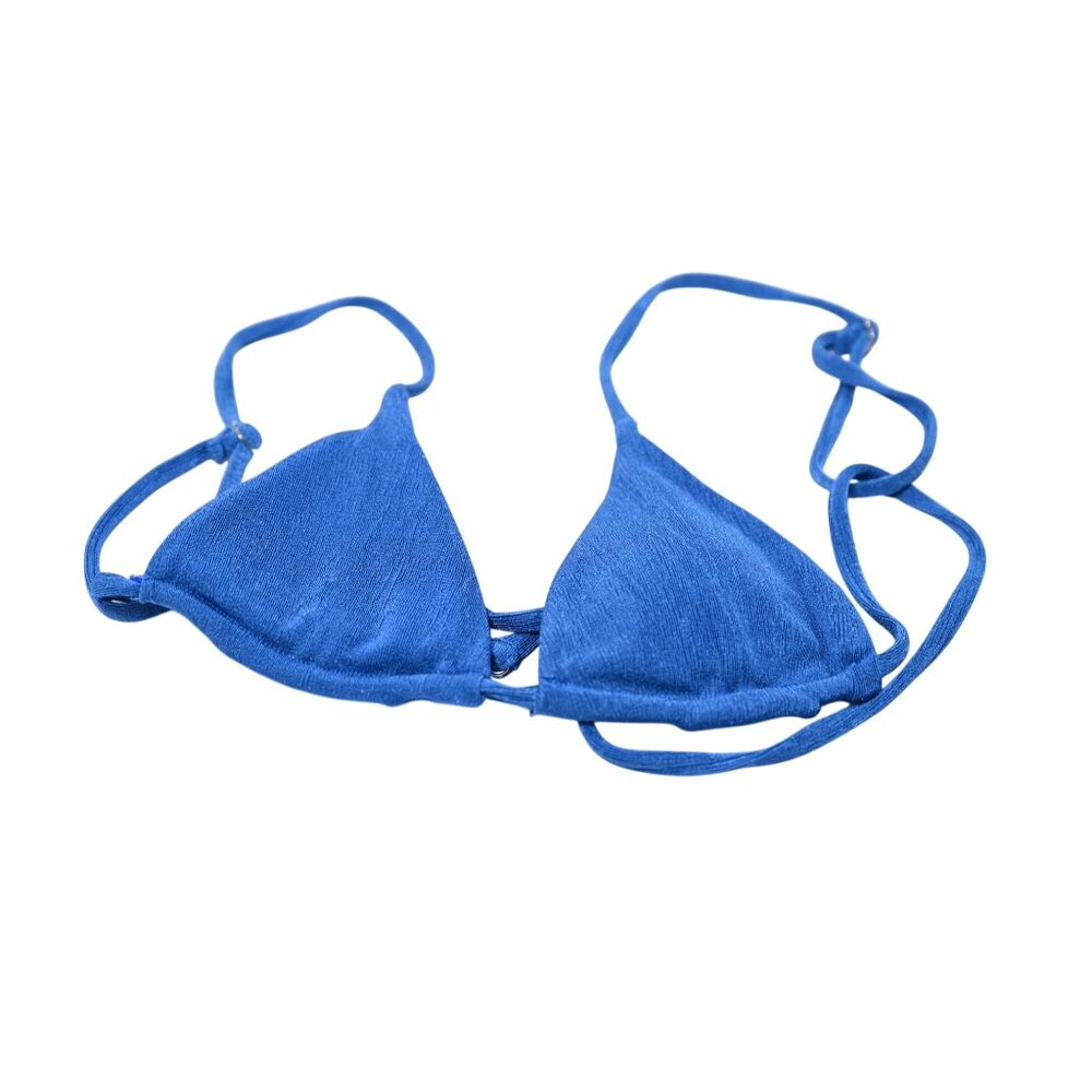 With Jean Triangle Bikini Top in Blue